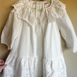 Zara Kids White Eyelet Collar Dress 3 YRS